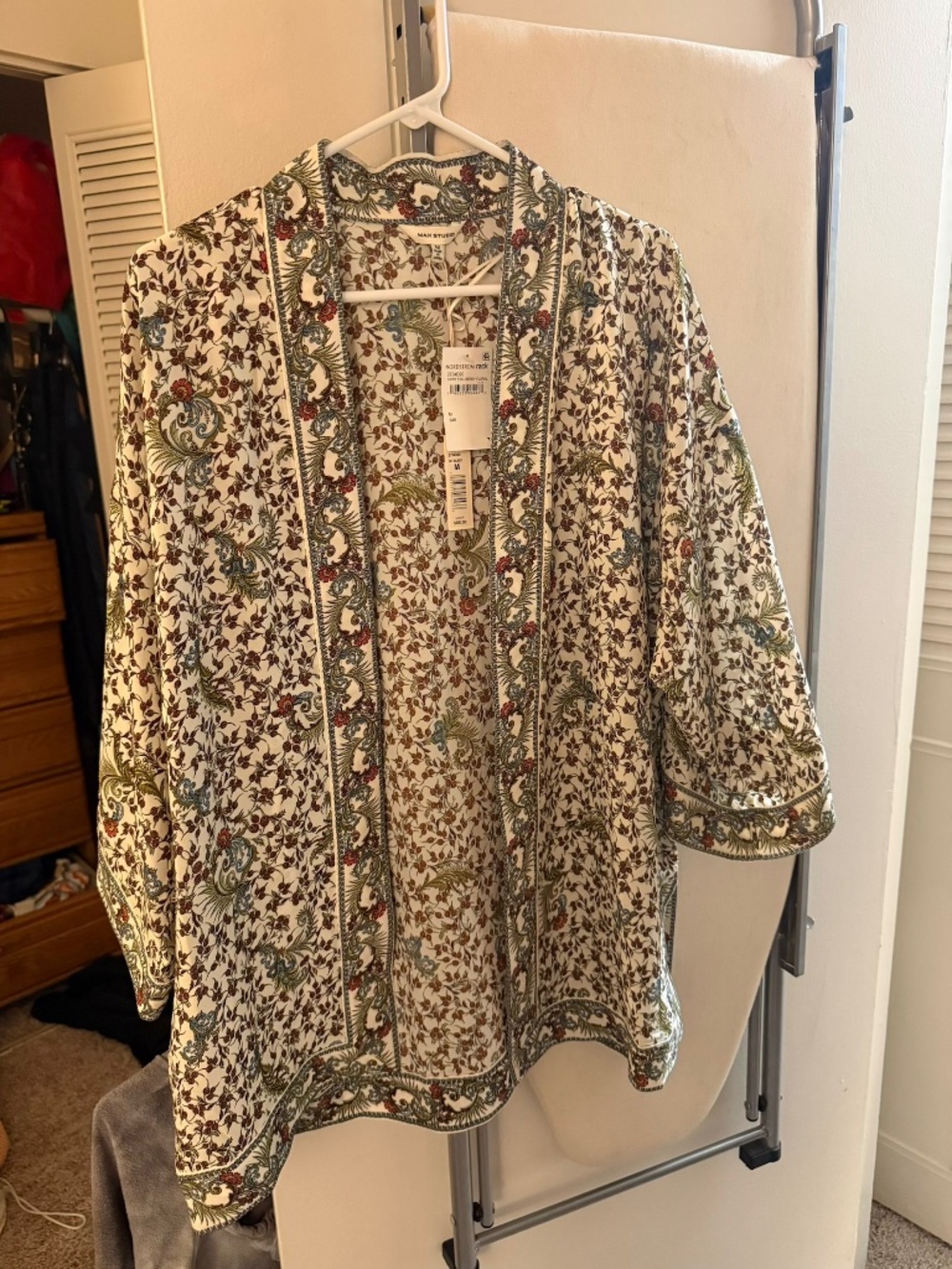 Max Studio Ivory Fall Berry Floral Kimono Jacket Size M